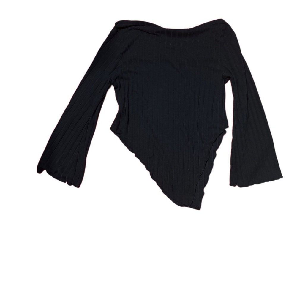 SHEIN Black Asymmetrical Ribbed Blouse